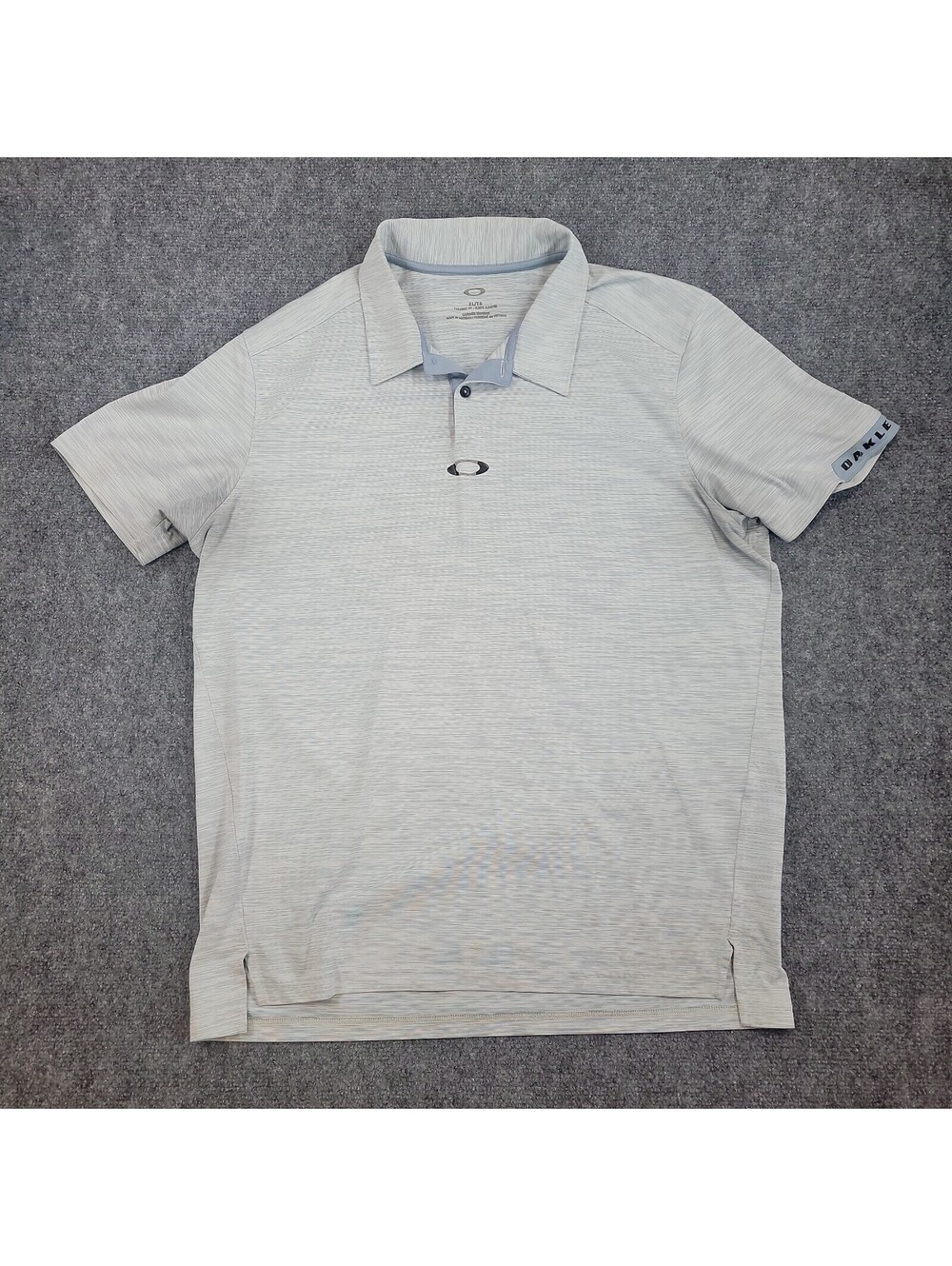 Oakley Mens Tailored Fit Gravity Polo Shirt Gray Striped SZ XL Golf Flawed 529